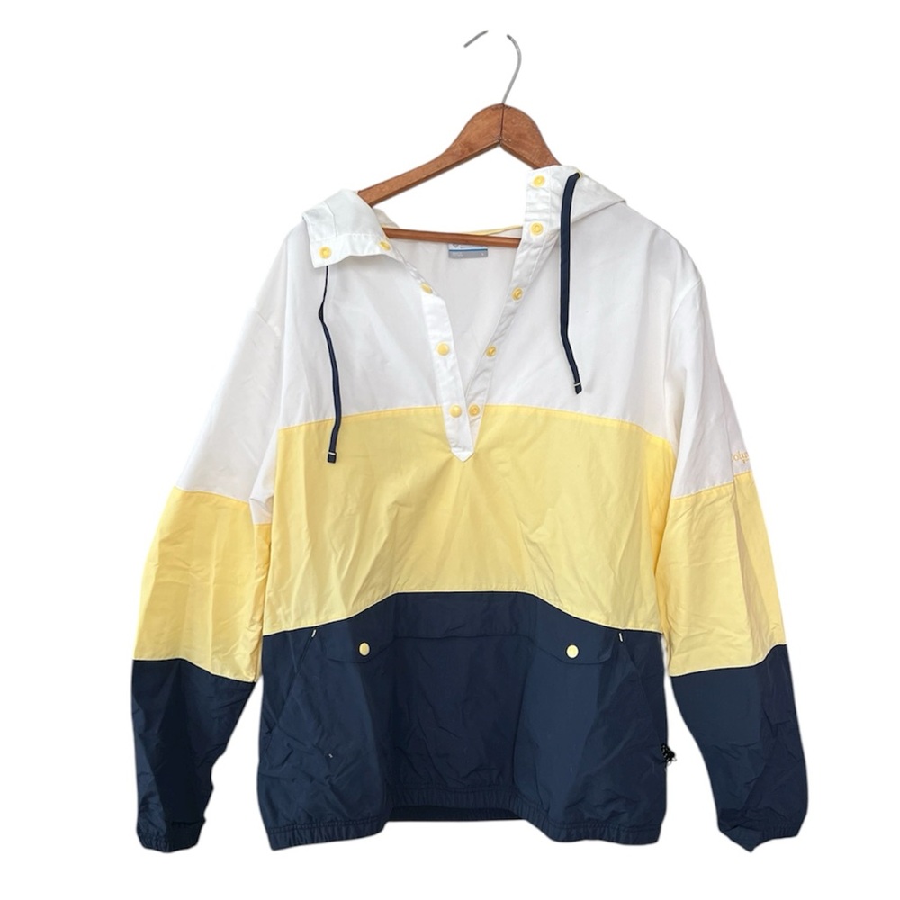 Women’s Columbia Harbourside Windbreaker size large navy yellow white